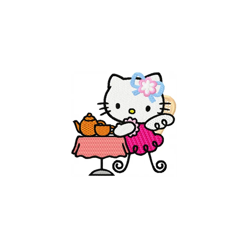 Hello Kitty Tea Party Stitching Pattern for Crafters