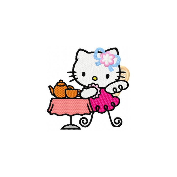 Hello Kitty Tea Party embroidery design - Embroidery Design