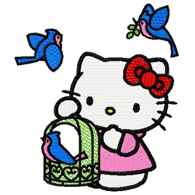 Hello Kitty & Birds Stitching Pattern | Instant Download