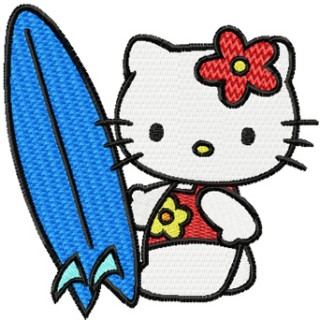 Hello Kitty Surfer embroidery design - Embroidery Design