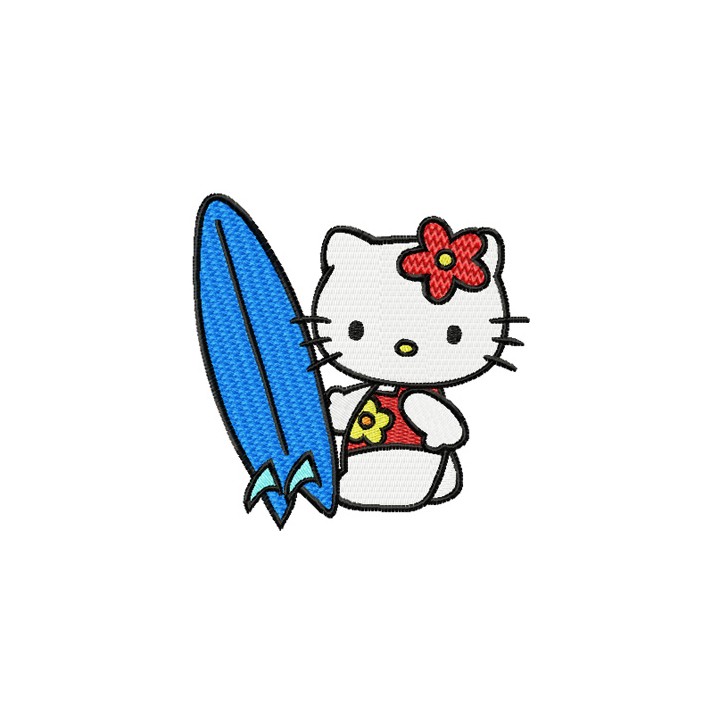Hello Kitty Surfer embroidery design - Embroidery Design