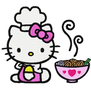 Hello Kitty Loves Chinese Food  embroidery design - Embroidery Design