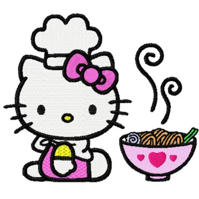 Hello Kitty Loves Chinese Food Stitching Pattern