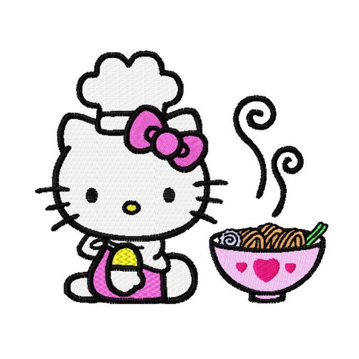 Hello Kitty Loves Chinese Food  embroidery design - Embroidery Design