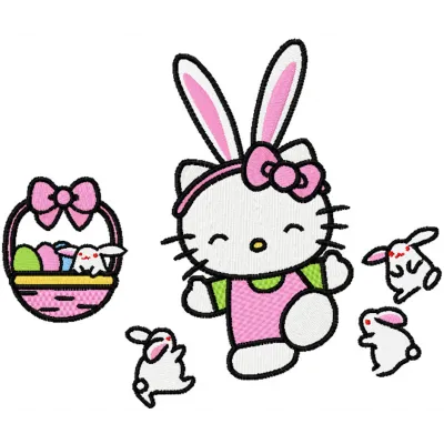 Hello Kitty Easter Party Stitching Pattern for Spring Crafts
