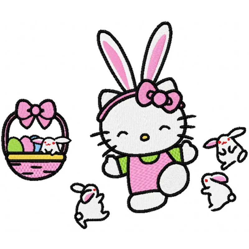 Hello Kitty Easter Party Stitching Pattern for Spring Crafts