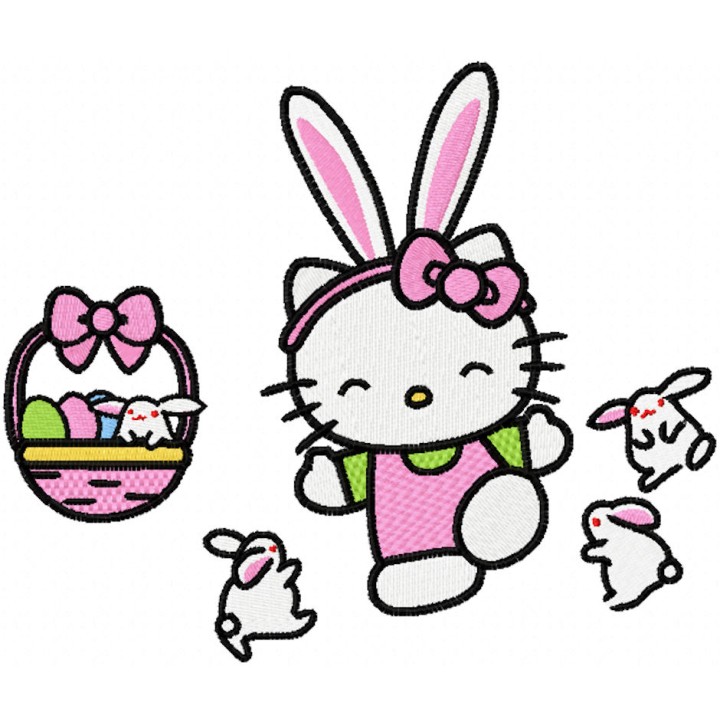 Hello Kitty Easter party embroidery design - Embroidery Design