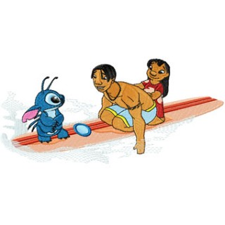 Lilo and Stitch Surfing embroidery design - Embroidery Design