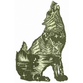 Wolf at night embroidery design - Embroidery Design