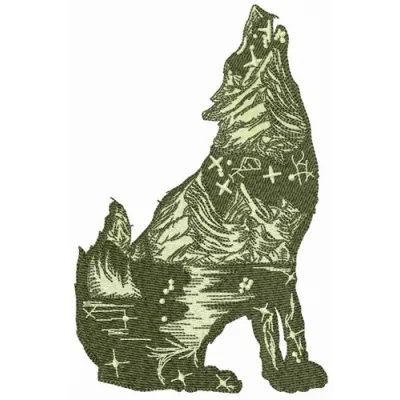 Wolf at night embroidery design - Embroidery Design