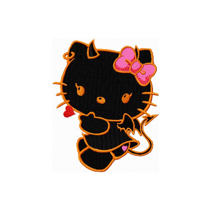 Hello Kitty Demon 1  embroidery design - Embroidery Design