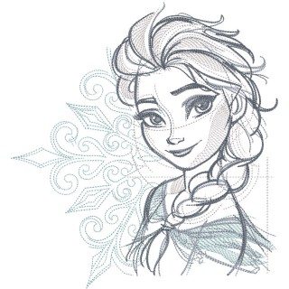Frozen Elsa sketch embroidery design - Embroidery Design