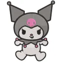 Funny kuromi embroidery design featuring a playful, mischievous character with a skull and pink accents.