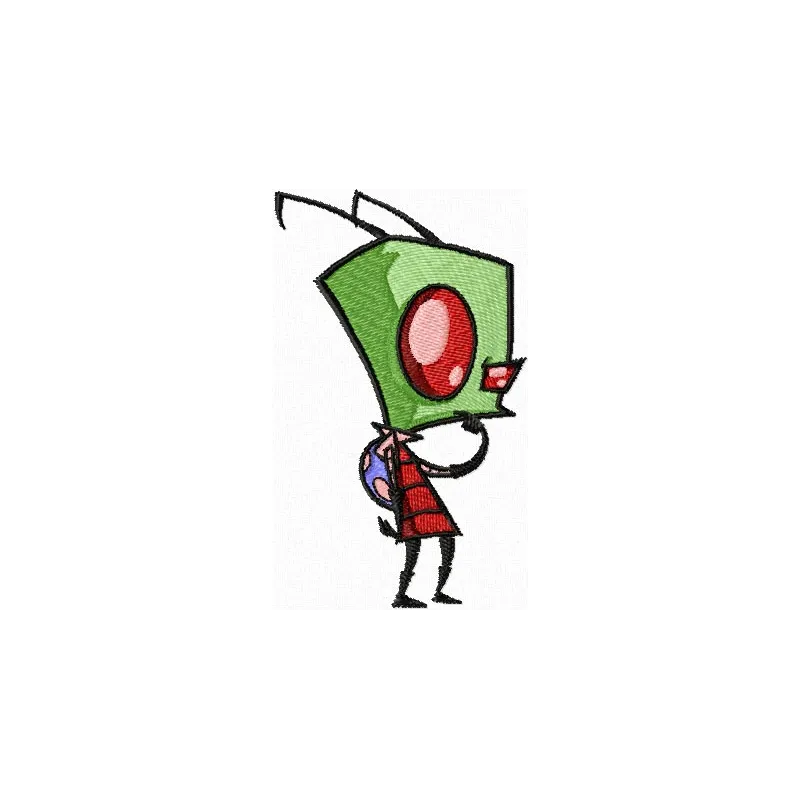 Invader Zim embroidery design preview showing detailed stitching pattern