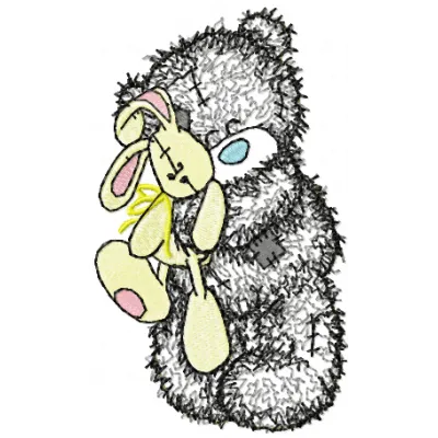 Teddy Bear with toy applique embroidery design - Embroidery Design