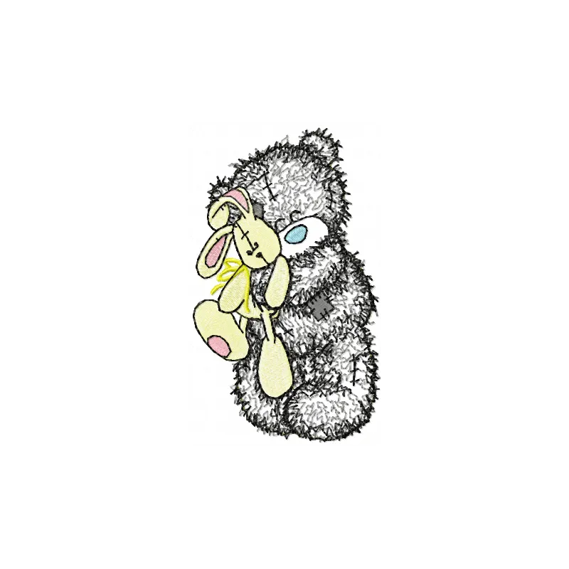 Teddy Bear with toy applique embroidery design - Embroidery Design