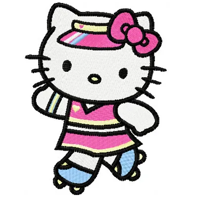 Hello Kitty on Skates Stitching Pattern