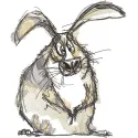 Funny rabbit sketch embroidery design featuring a whimsical bunny illustration with playful details.