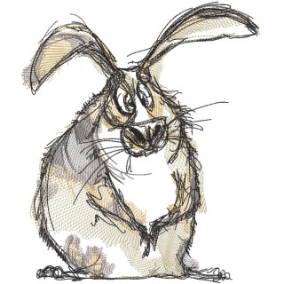 Funny rabbit sketch embroidery design - Embroidery Design