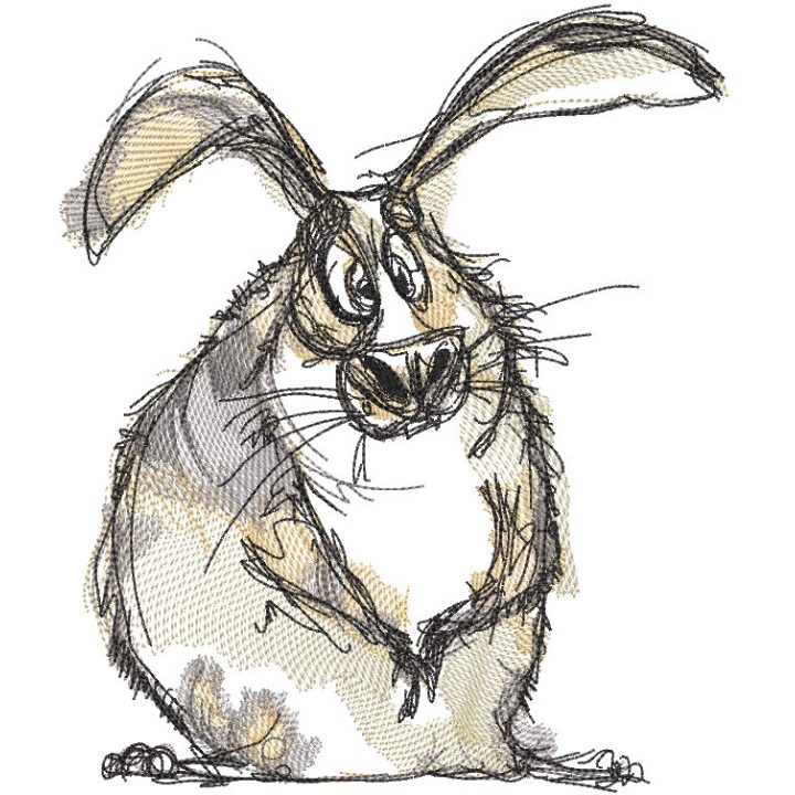 Funny rabbit sketch embroidery design - Embroidery Design