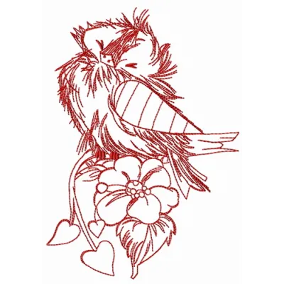 Ruffled Sparrow Stitching Pattern | One Color Design