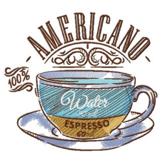 Cup with americano embroidery design - Embroidery Design