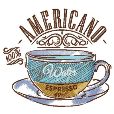 Americano Coffee Cup Embroidery Design