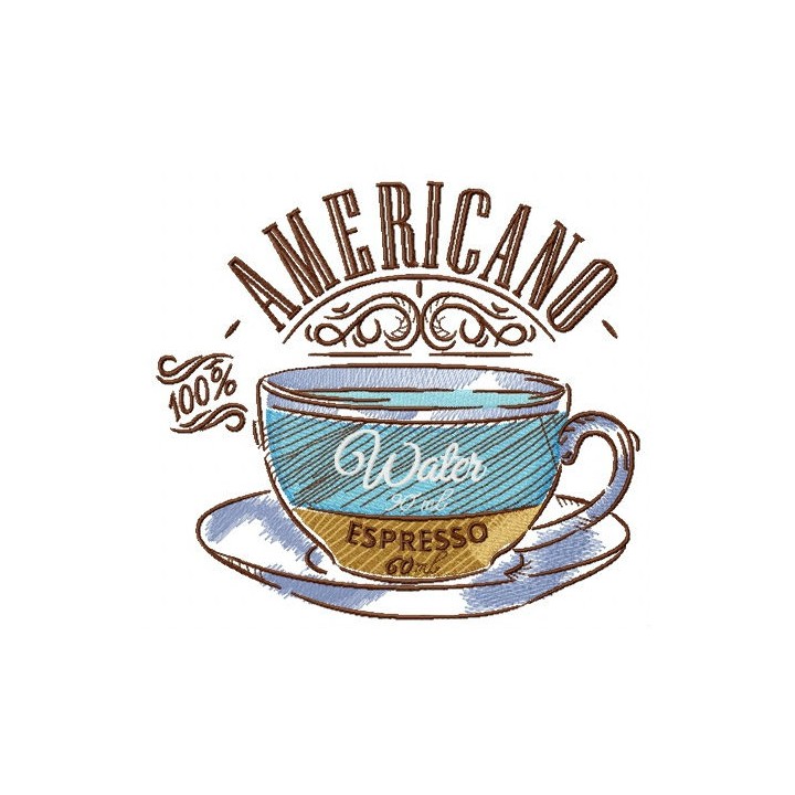 Cup with americano embroidery design - Embroidery Design