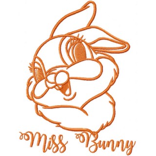 Miss Bunny one colored embroidery design - Embroidery Design