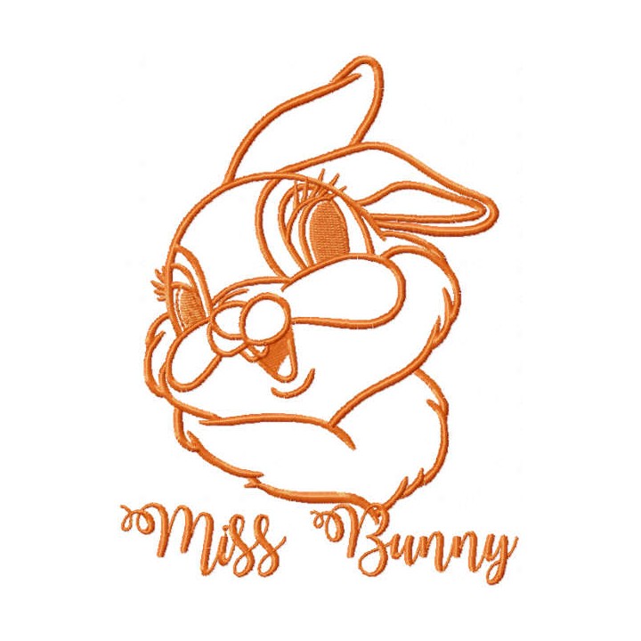 Miss Bunny one colored embroidery design - Embroidery Design