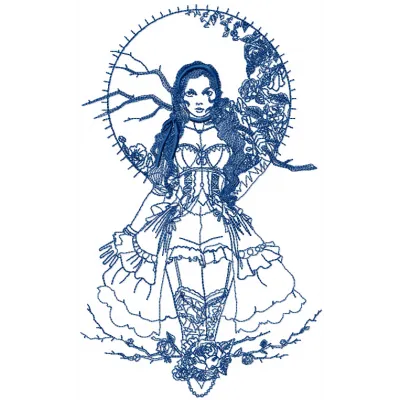 Mysterious Girl embroidery design - Embroidery Design