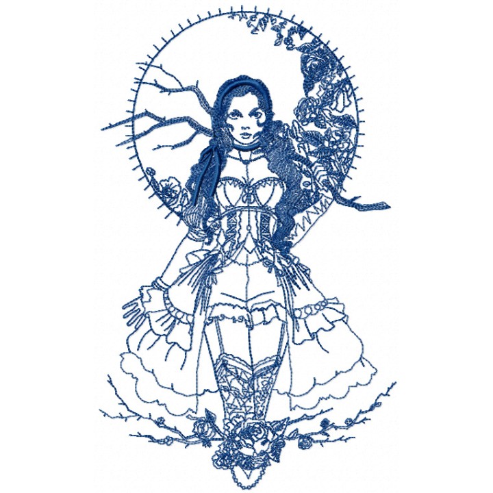 Mysterious Girl embroidery design - Embroidery Design