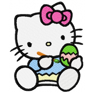 Hello Kitty Ready for Easter  embroidery design - Embroidery Design