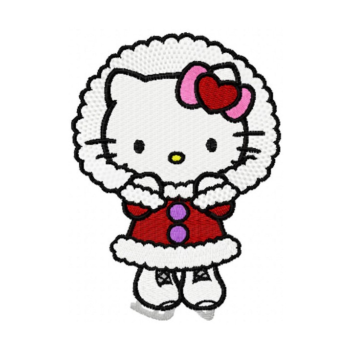 Hello Kitty Winter Skating embroidery design - Embroidery Design