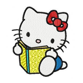 Hello Kitty Reading Book embroidery design