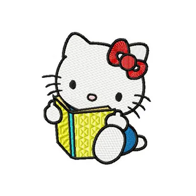 Hello Kitty Reading Book embroidery design