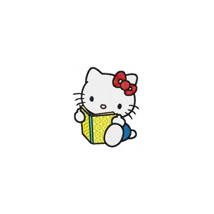 Hello Kitty Reading Book embroidery design