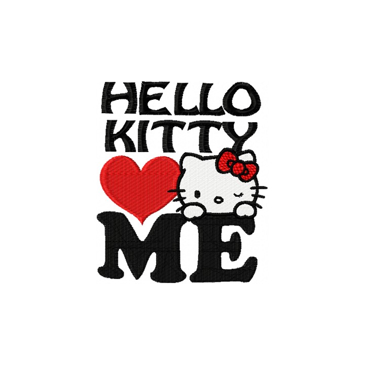 Hello Kitty Love Me embroidery design - Embroidery Design
