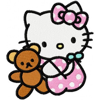 Hello Kitty with Toy  embroidery design - Embroidery Design