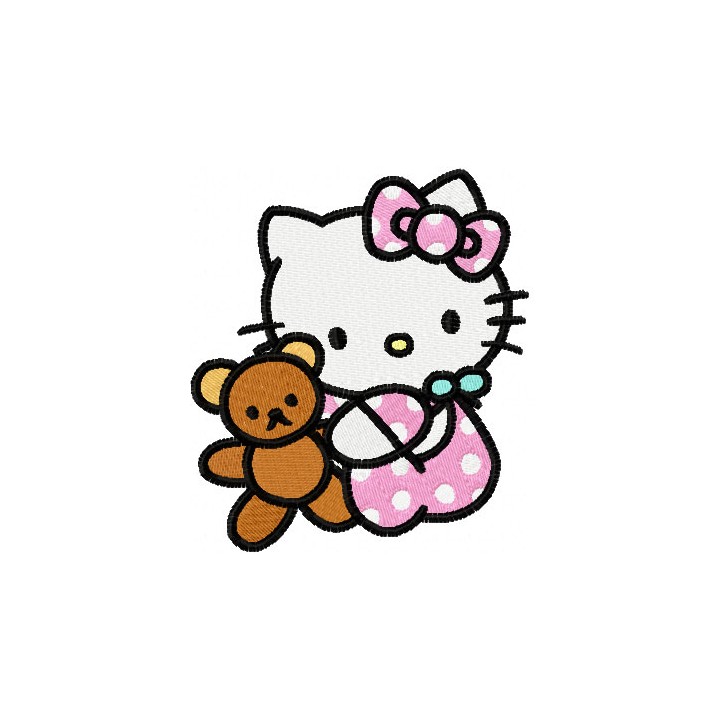 Hello Kitty with Toy  embroidery design - Embroidery Design