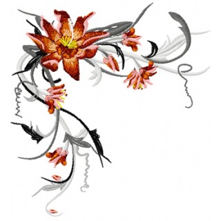 Swirl Flower Lily embroidery design - Embroidery Design