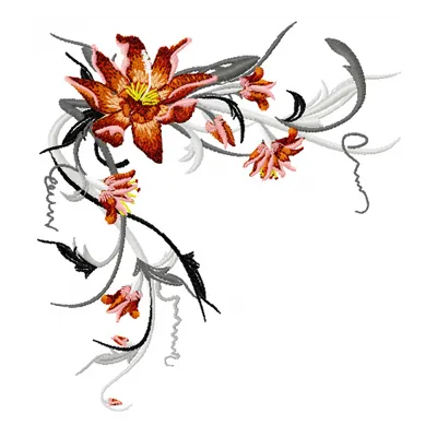 Swirl Flower Lily embroidery design - Embroidery Design