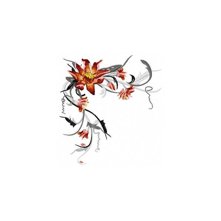 Swirl Flower Lily embroidery design - Embroidery Design