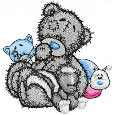 Teddy Bear and friends embroidery design - Embroidery Design