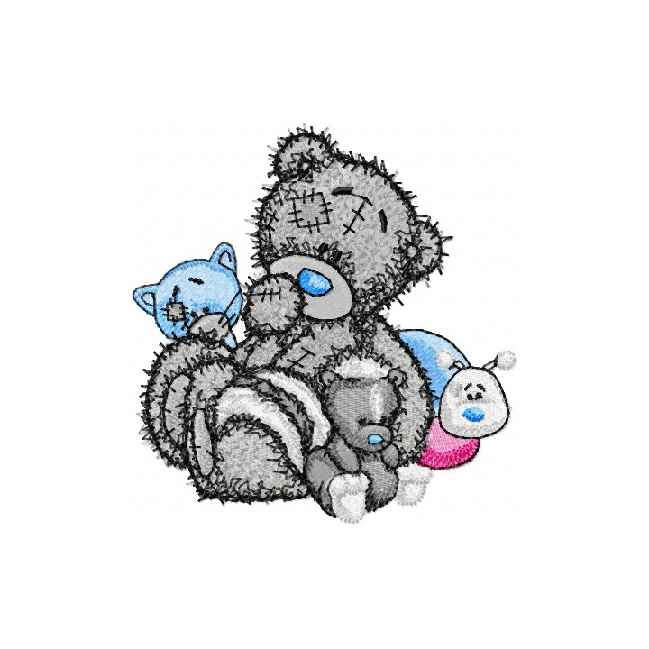Teddy Bear and friends embroidery design - Embroidery Design