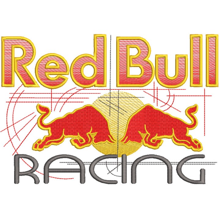 Red bull racing art logo embroidery design - Embroidery Design