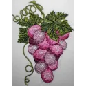 Grape embroidery design with purple clustered fruit motif, ready to stitch on fabric