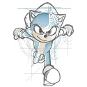 Sonic the Hedgehog running sketch embroidery design featuring a dynamic pose and intricate stitching details.