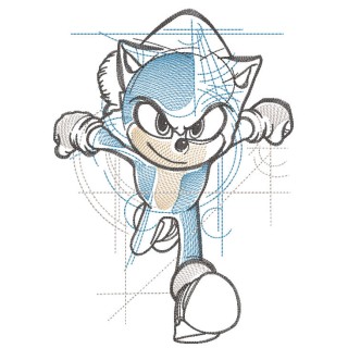 Sonic the hedgehog running sketch embroidery design - Embroidery Design