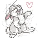 Thumper romantic sketch embroidery design featuring a charming illustration of Thumper from Bambi.